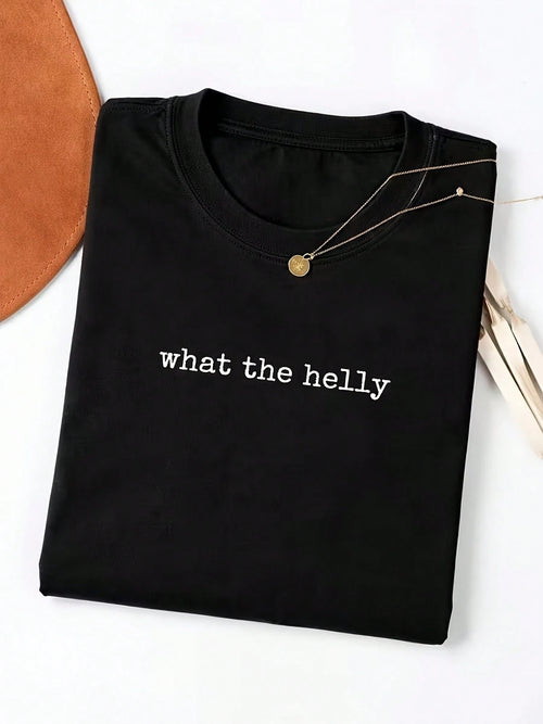 What The Helly Printed T-Shirt, High-Quality Batik Retro Fashion Brand T-Shirt, Women'S T-Shirt, Comfortable Outdoor Vacation Sport,Gift, Holiday Gift