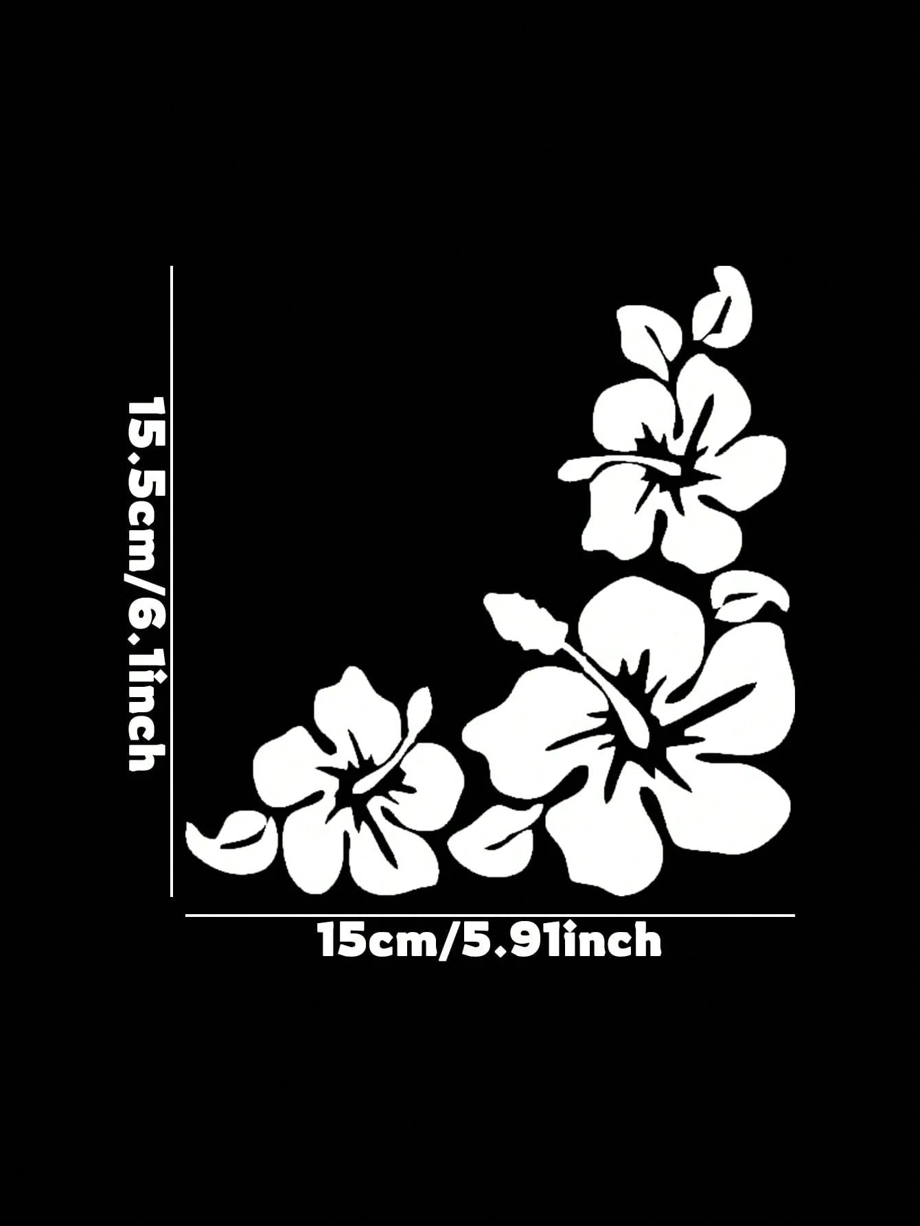 White Hibiscus Flower Car Window Sticker, Decorative Tropical Beach Ocean Waves Design, Adds Fresh Summer Vibes To Your Car