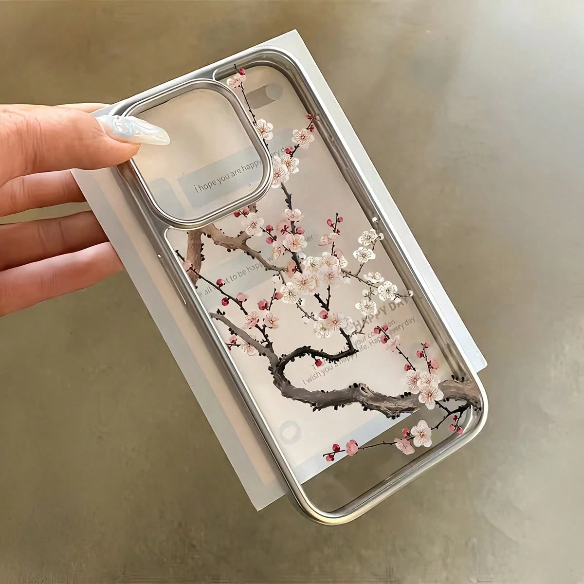 White Minimalist Leather Texture Pink Floral Flower Pattern Fashion 1pc Phone Case, Compatible With IPhone 16 Pro Max, 15/14 Plus, 13, 12, 11 Protective Cover Waterproof Shockproof Anti-Fall Scratch R