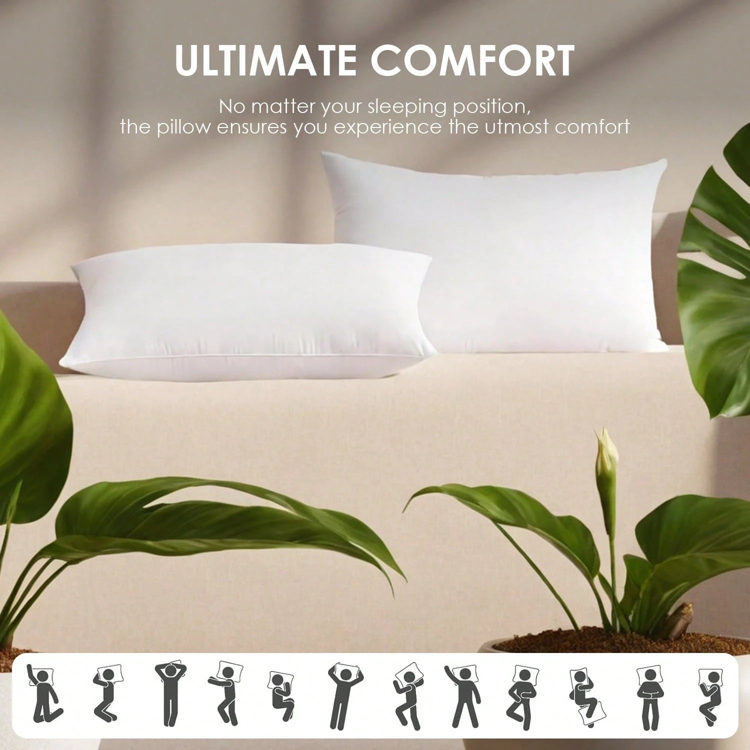 White Pillow Core, Sofa Cushion, Bed Cushion, Patio Cushion, 18*18 Inches, 20*20 Inches, 12*20 Inches, 22*22 Inches. High Filling Capacity, Machine Washable, Dryable, Reusable. Ultra-Fine Fabric, Brus