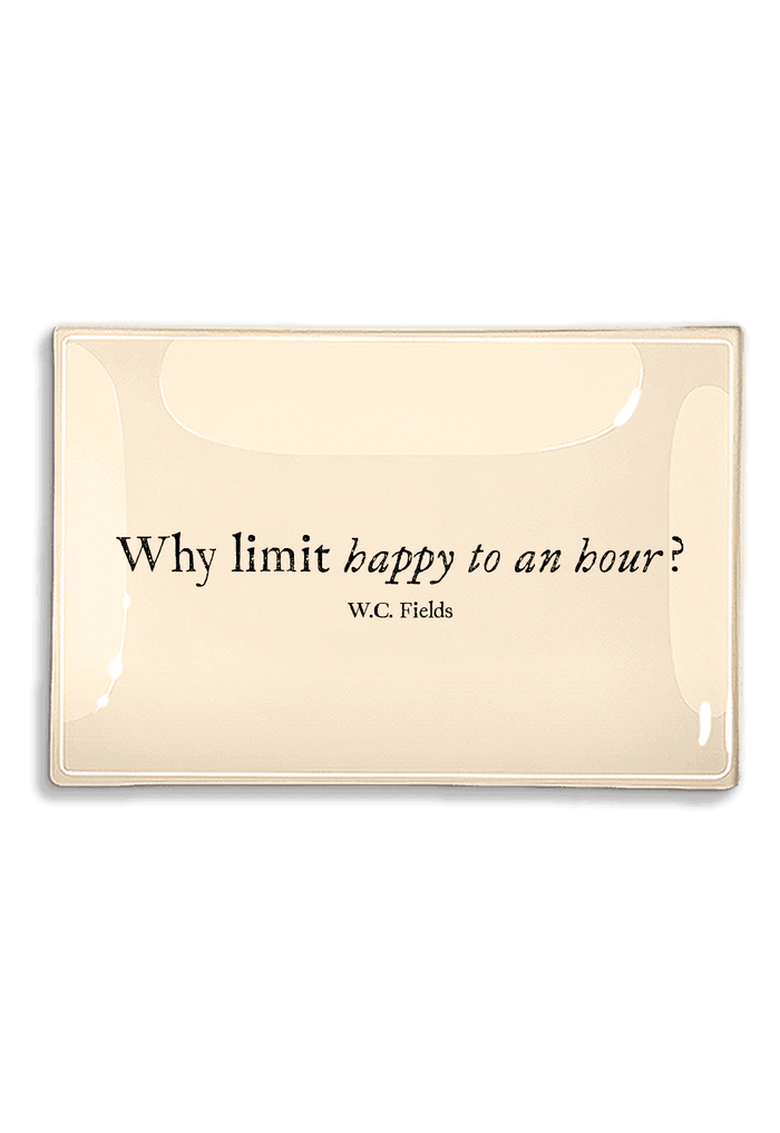 Why Limit Happy To A Hour Decoupage Glass Tray - Ben's Garden