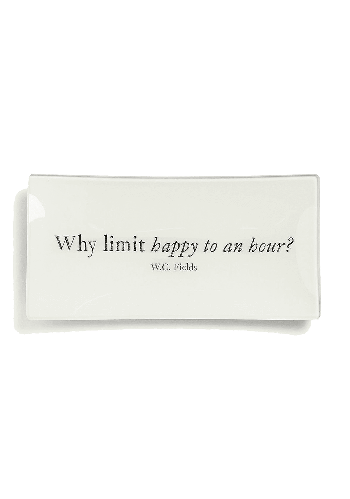 Why Limit Happy To A Hour Decoupage Glass Tray - Ben's Garden
