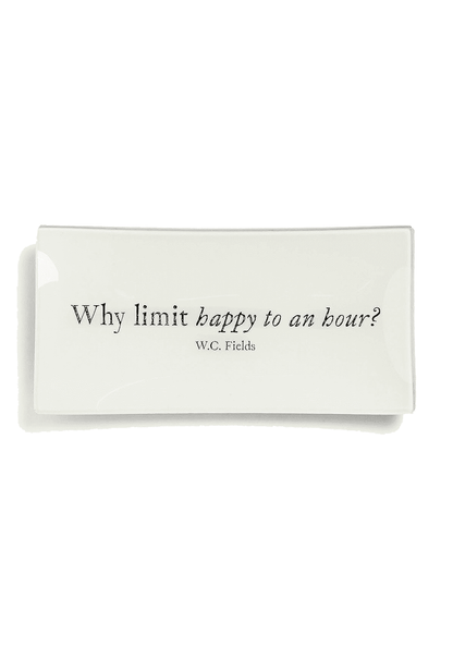 Why Limit Happy To A Hour Decoupage Glass Tray - Ben's Garden