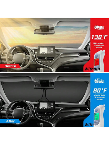 Windshield Sun Shade, Foldable (Storage Bag Included), Front Window Sun Shade, Blocks UV Rays, Keeps Your Car Cool, Universal Thickened Sun Protection Board For Car Interior