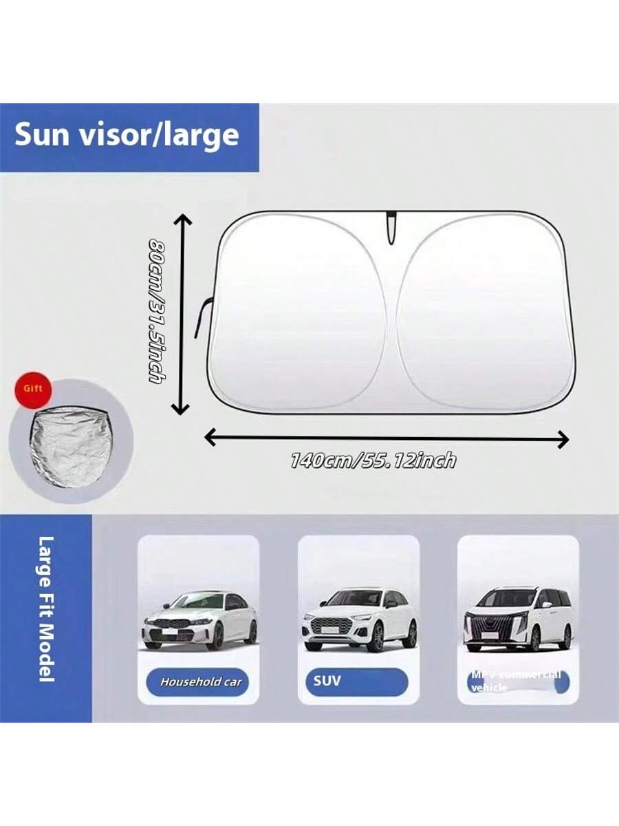 Windshield Sun Shade, Foldable (Storage Bag Included), Front Window Sun Shade, Blocks UV Rays, Keeps Your Car Cool, Universal Thickened Sun Protection Board For Car Interior