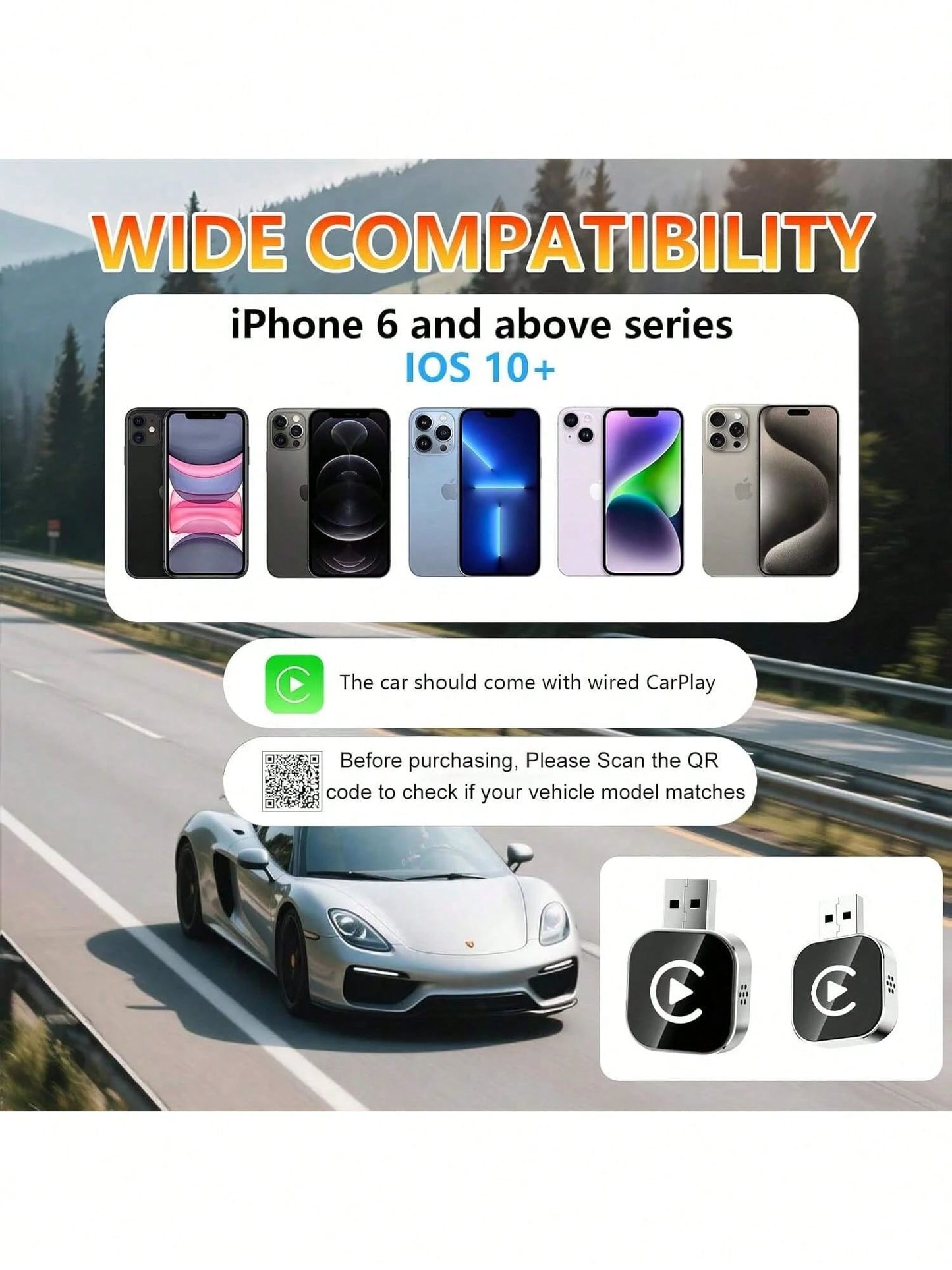 Wireless Carplay Adapter For IPhone, Carplay Wireless Adapter For Car With Wired CarPlay, With Bluetooth 5.0 & Dual-Band WiFi- Compatible With Android Auto, Mini Compact Design, Plug And Play, Stable