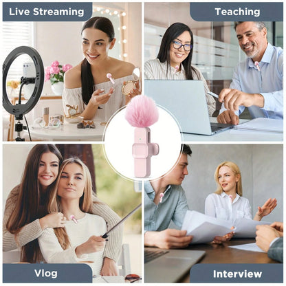 Wireless Lavalier Microphone Compatible With IPhone IOS Plug And Play Clip-On External Mini Lapel Lightning Microphone Compatible With IPhone Clip-On Microphone For Video Interview Vlog Microphone, Mi