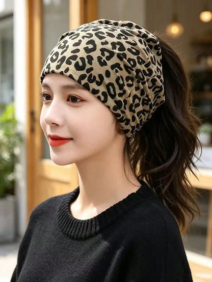 Women's American Letter Print Twisted Headwrap Cap, Elastic Wide Band Headscarf, Casual Hair Cap For High Ponytail, Spring/Autumn Windproof Versatile Fashion Beanie, Chemotherapy Hair Cover Slouchy Ha