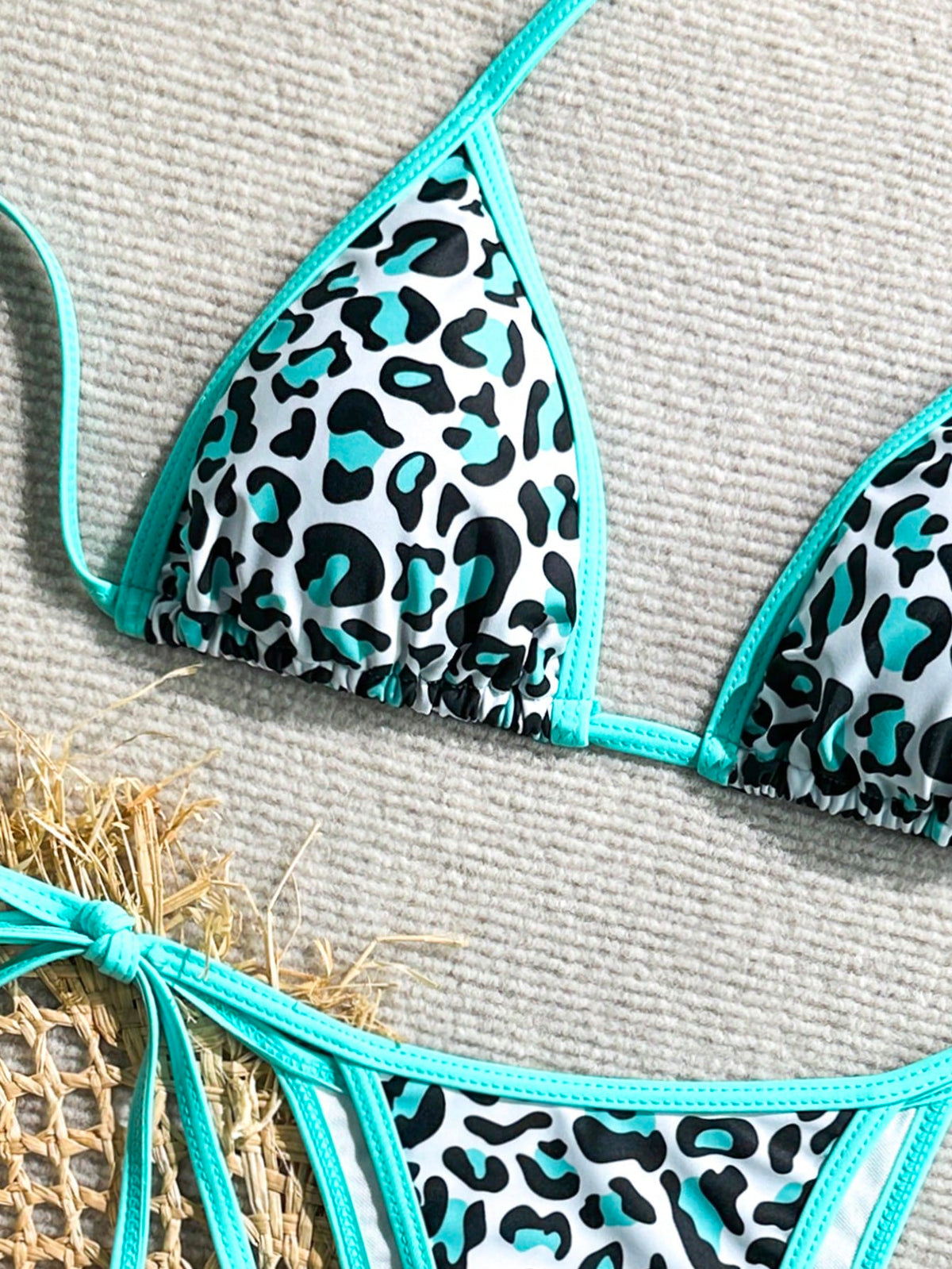 Women's Backless Camisole Leopard Print Patchwork Bikini Set (Top And Bottom), Casual Summer Vacation Beach