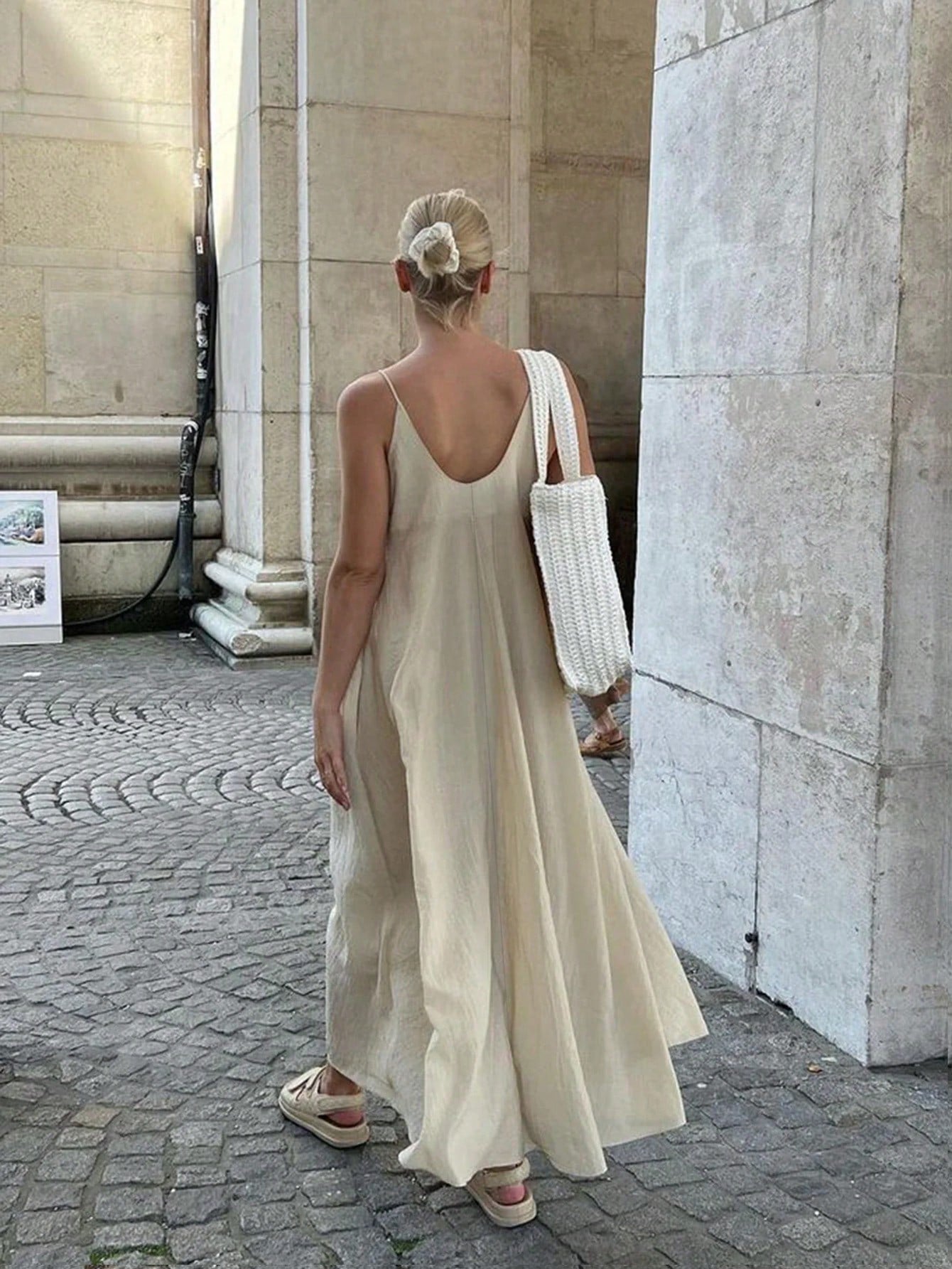 Women's Casual Elegant Solid Color Spaghetti Strap Dress, Minimalist Fashion Suitable For Summer Party