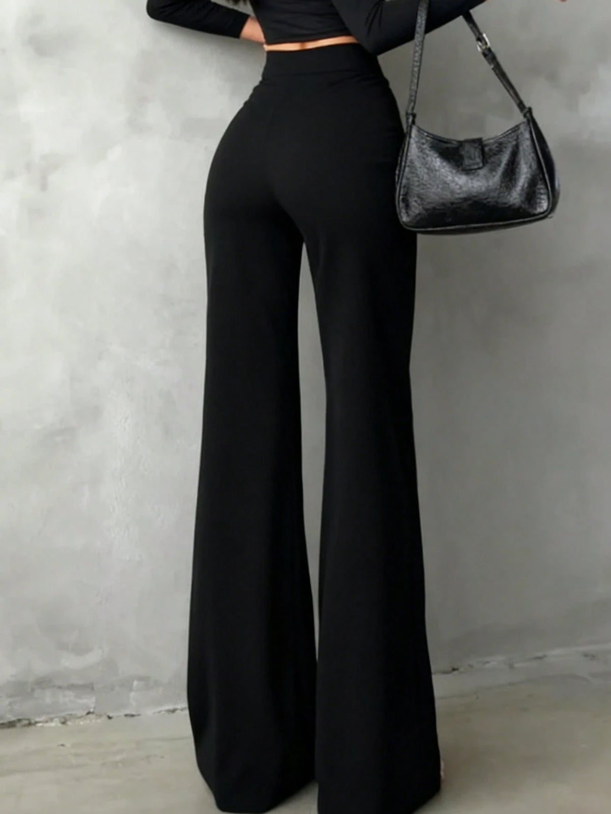 Women's Casual Elegant Straight-Leg Pants, Black, V-Shaped Design At Back Waist Accentuates Curves, Suitable For School, Work, Dates, Holidays And Other Daily Occasions White