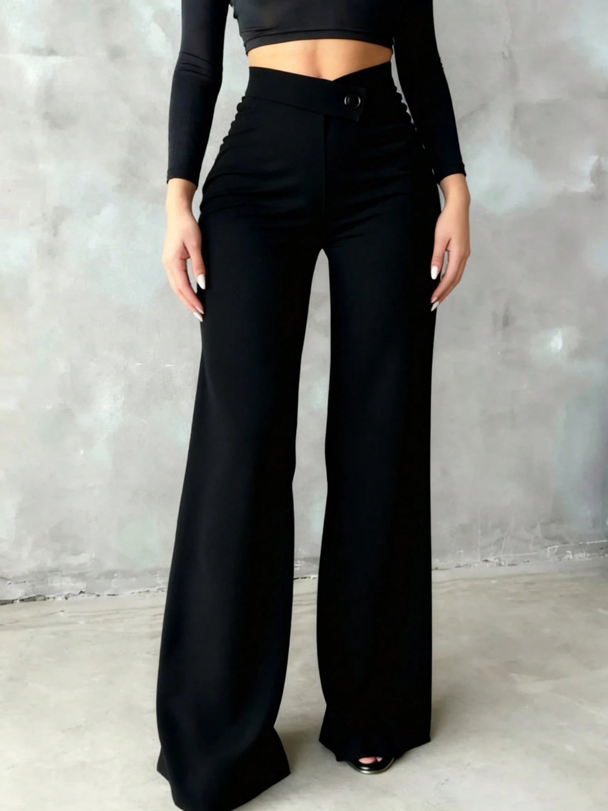 Women's Casual Elegant Straight-Leg Pants, Black, V-Shaped Design At Back Waist Accentuates Curves, Suitable For School, Work, Dates, Holidays And Other Daily Occasions White