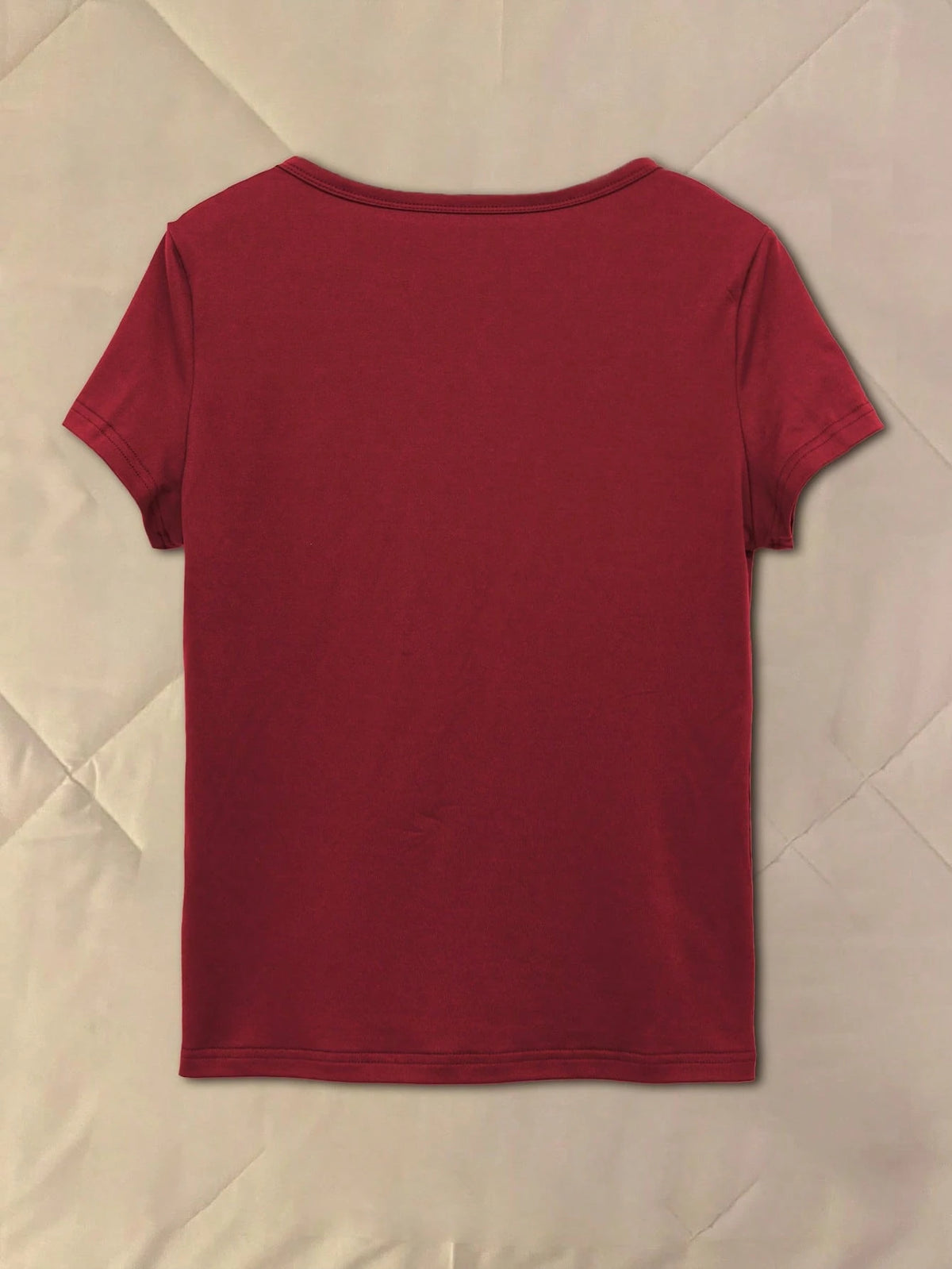 Women's Casual Fashion Solid Color Printed Short Sleeve T-Shirt Summer