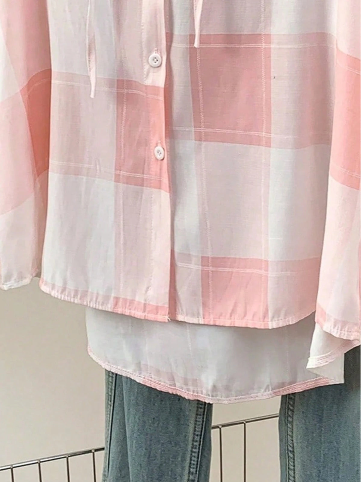 Women's Casual Plaid Hooded Long Sleeve Shirt, Button Front, Suitable For Autumn, Winter, Spring, School, Party, Summer Outfits Pink