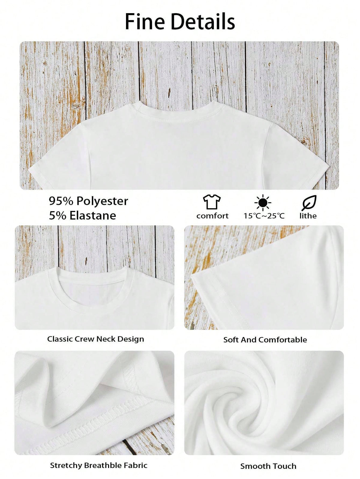 Women's Casual Printed Round Neck Short Sleeve White T-Shirt, Summer