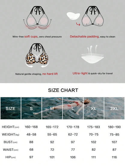 Women's Casual Sexy Floral Print Halter Bikini Set Set, Suitable For Beach And Pool Parties, Summer Vacation New Arrival, Holiday Summer Vacation
