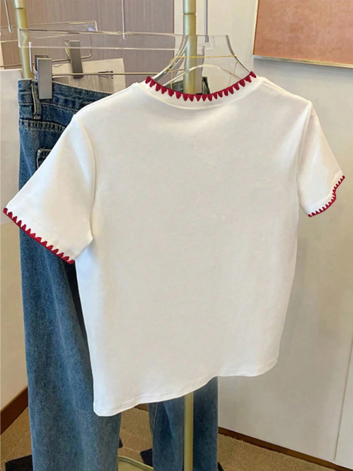 Women's Casual Simple Ribbed Crew Neck Short Sleeve T-Shirt, Summer