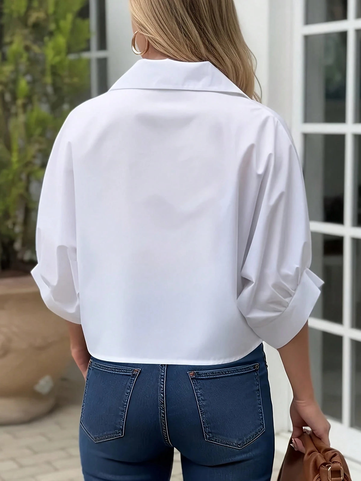 Women's Casual Solid Color Woven Fabric Twist Button Shirt For Summer Daily Wear Yellow