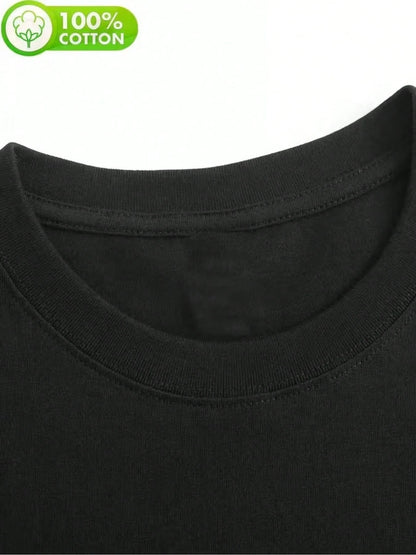 Women's Dirty Hippie Print Black T-Shirt| Casual Round Neck, Lightweight Fabric, Machine Washable, Suitable For Spring/Summer/Autumn, Ideal For Daily