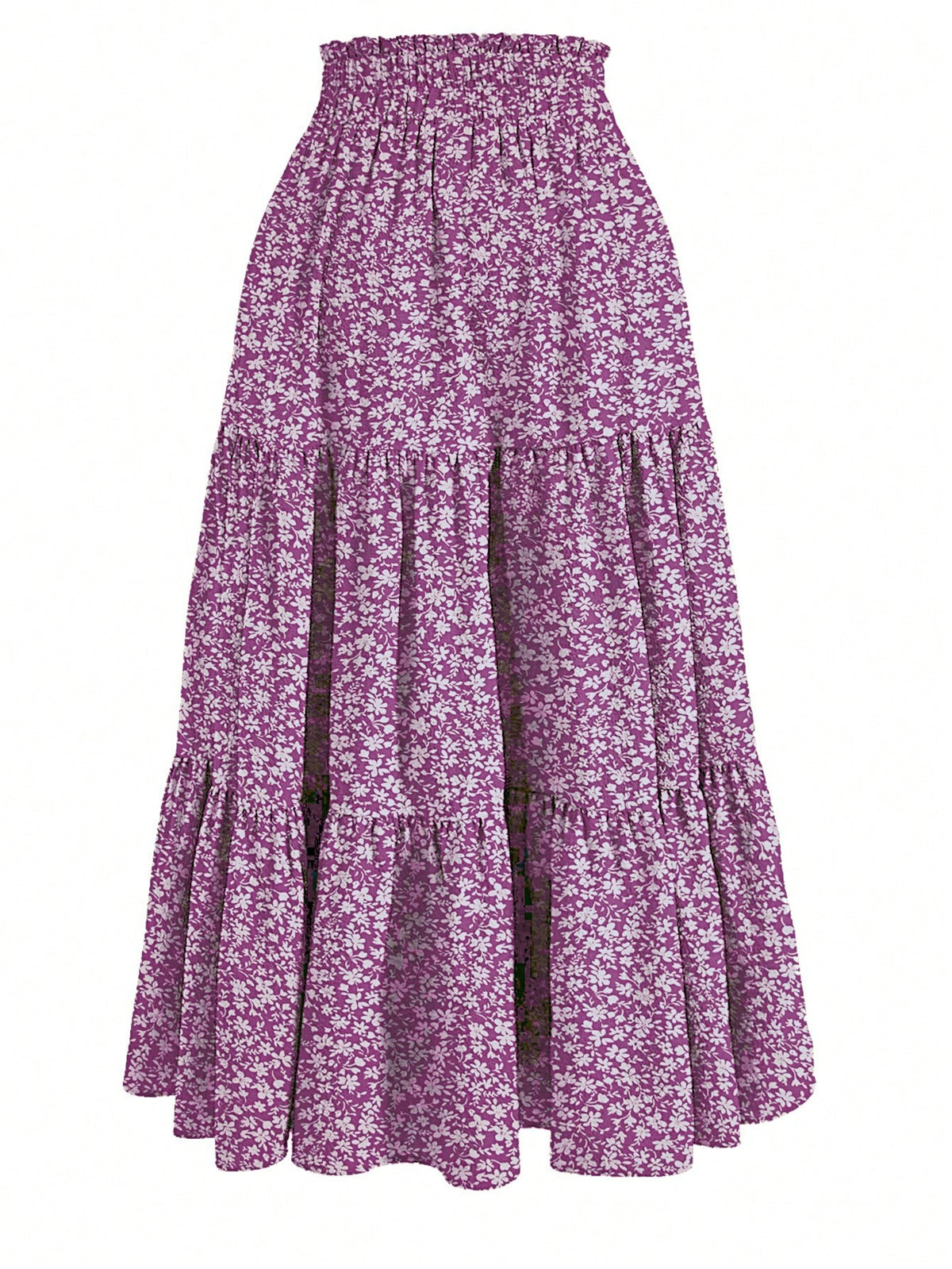 Women's Ditsy Floral Layered Ruffle Elastic Waist Vacation Skirt Spring
