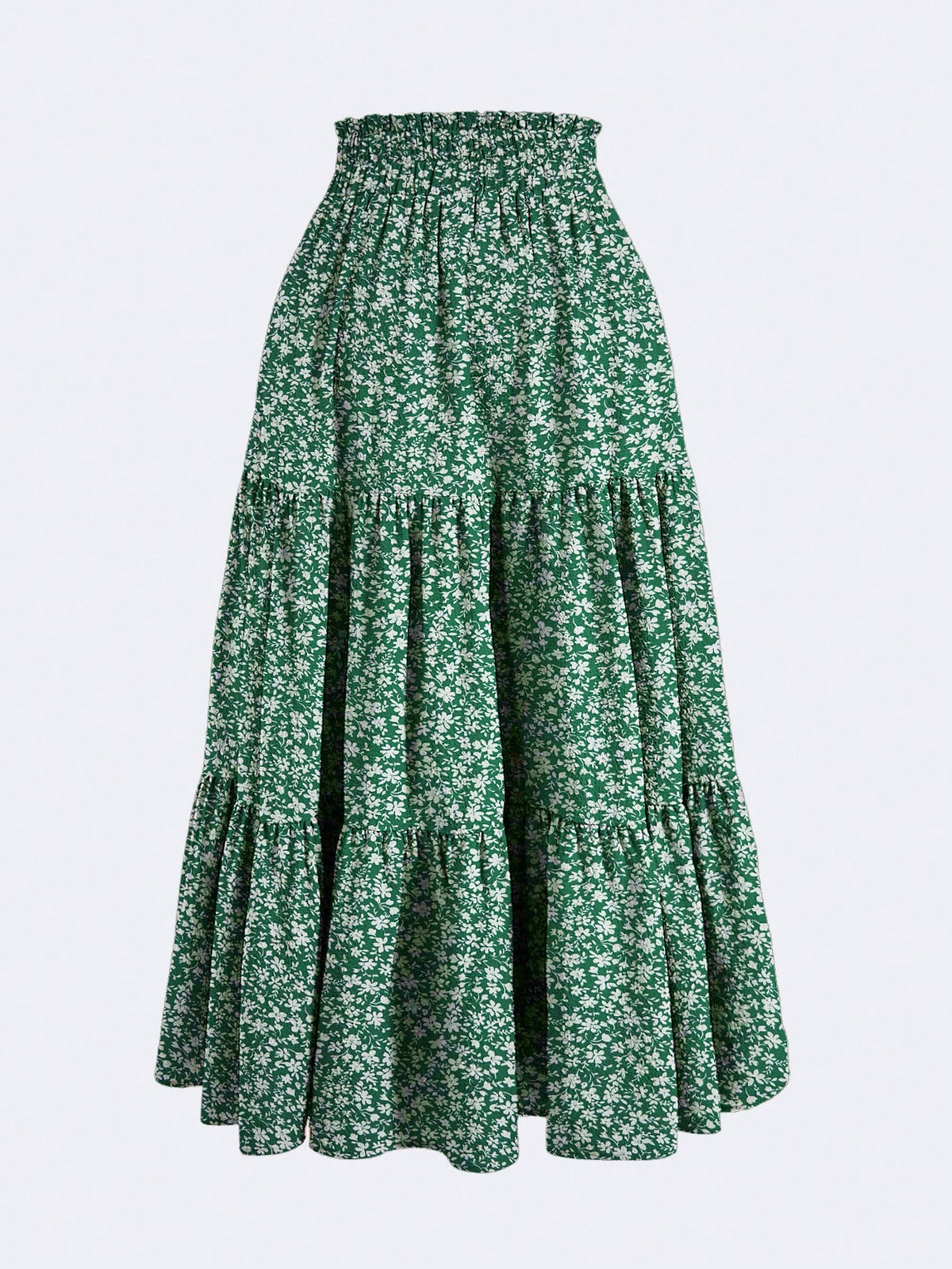 Women's Ditsy Floral Layered Ruffle Elastic Waist Vacation Skirt Spring