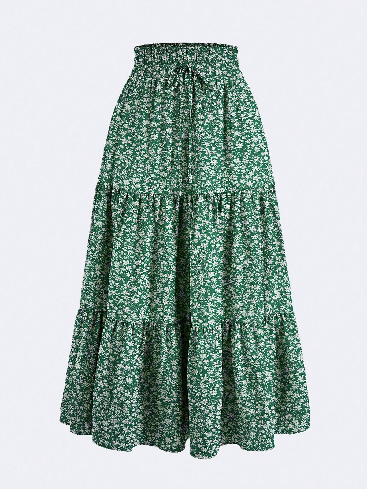 Women's Ditsy Floral Layered Ruffle Elastic Waist Vacation Skirt Spring