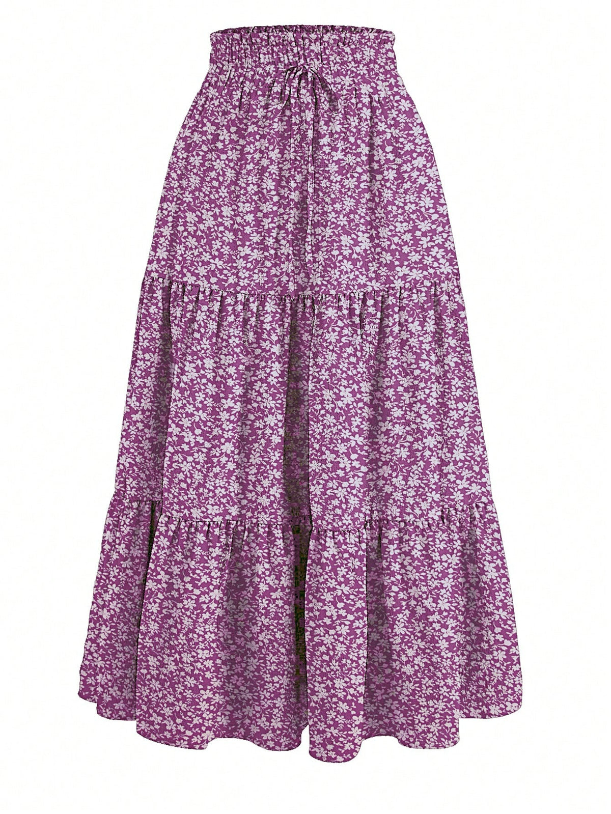 Women's Ditsy Floral Layered Ruffle Elastic Waist Vacation Skirt Spring