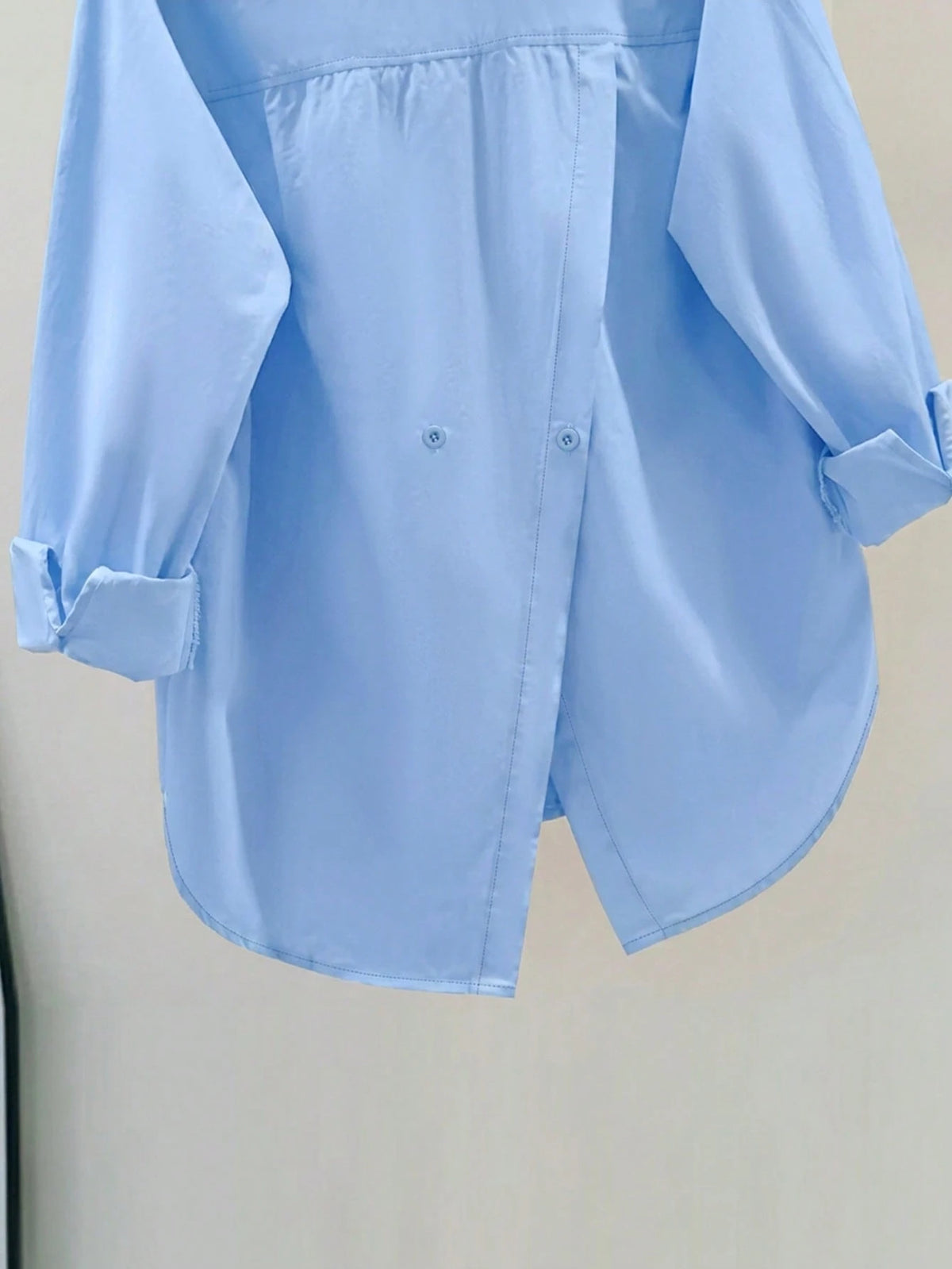 Women's Elegant Long Sleeve Blouse, Solid Color Woven Fabric, Front Button Placket, Slit, Suitable For Office And Everyday Wear, Spring/Autumn Pink