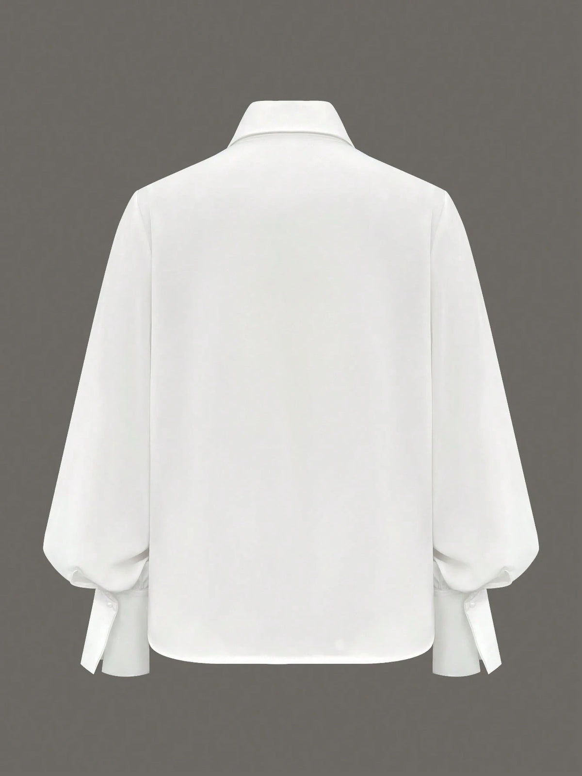 Women's Fashion Elegant Commuter Collared Lantern Sleeve Blouse, Solid Color Woven Fabric Front Button Closure Blouse, Suitable For Office, Daily, Date, Airport, Lightweight Breathable Spring/Summer W
