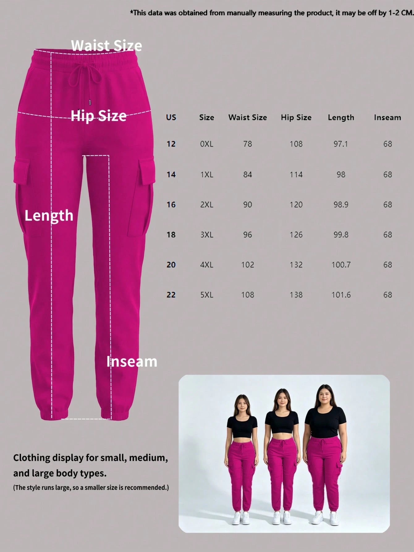 Women's Fashion Elegant Solid Color Casual Pocket Elastic Waist Drawstring Cargo Pants Spring