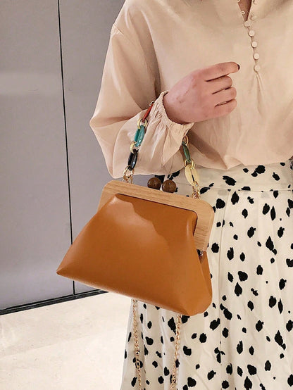 Women's Fashion Striped Faux Leather Crossbody Shell Bag, Elegant Shoulder Bag, Suitable For Dating, Shopping, Commuting And Work