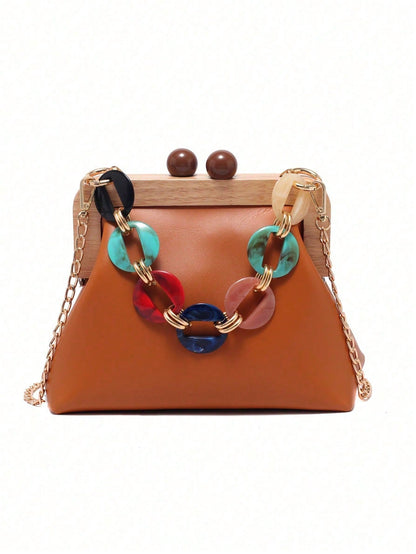 Women's Fashion Striped Faux Leather Crossbody Shell Bag, Elegant Shoulder Bag, Suitable For Dating, Shopping, Commuting And Work