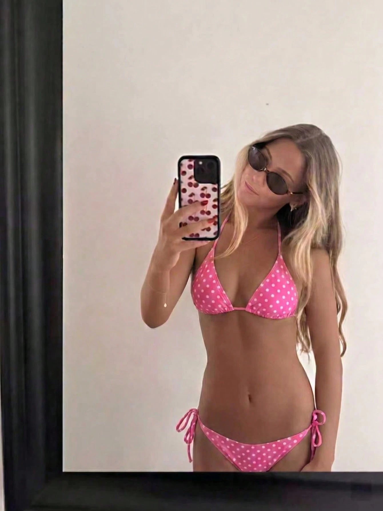 Women's Fashionable & Cute Black And White Polka Dot Design Bikini 2 Pieces Set, Essential For Beach & Spa Vacation Summer