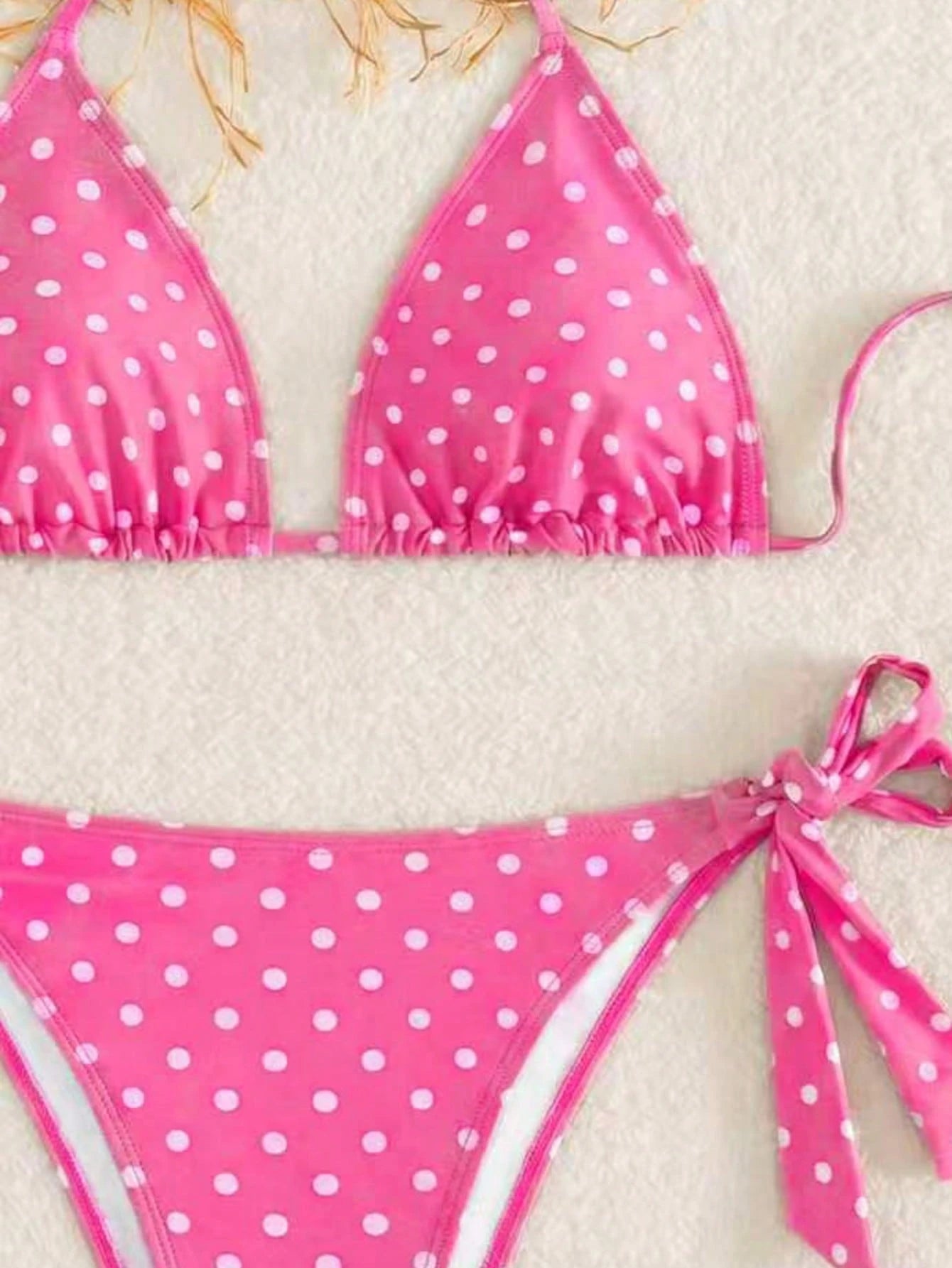 Women's Fashionable & Cute Black And White Polka Dot Design Bikini 2 Pieces Set, Essential For Beach & Spa Vacation Summer