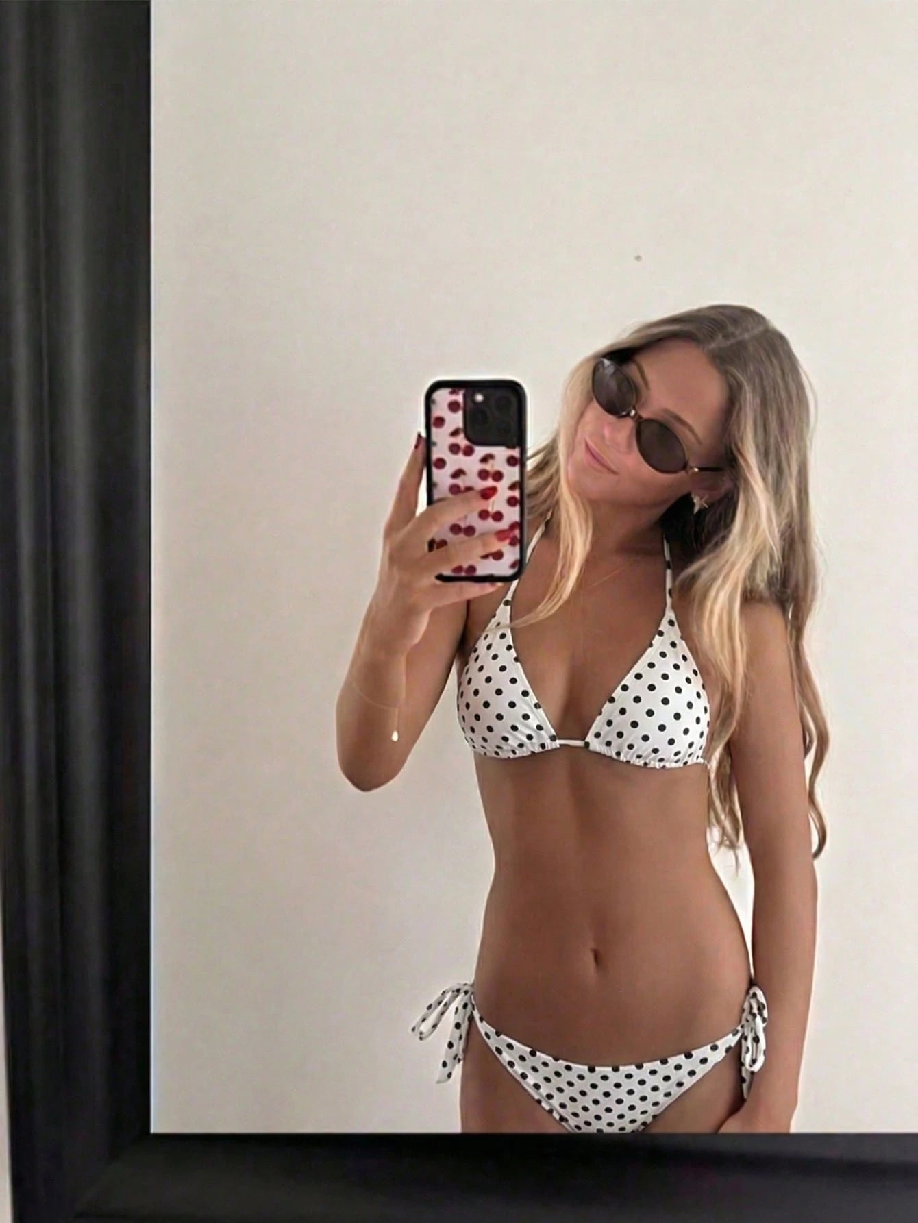 Women's Fashionable Playful Cute Black & White Polka Dot Design Bikini 2 Pieces Set, Essential For Beach & Spa Vacation Summer