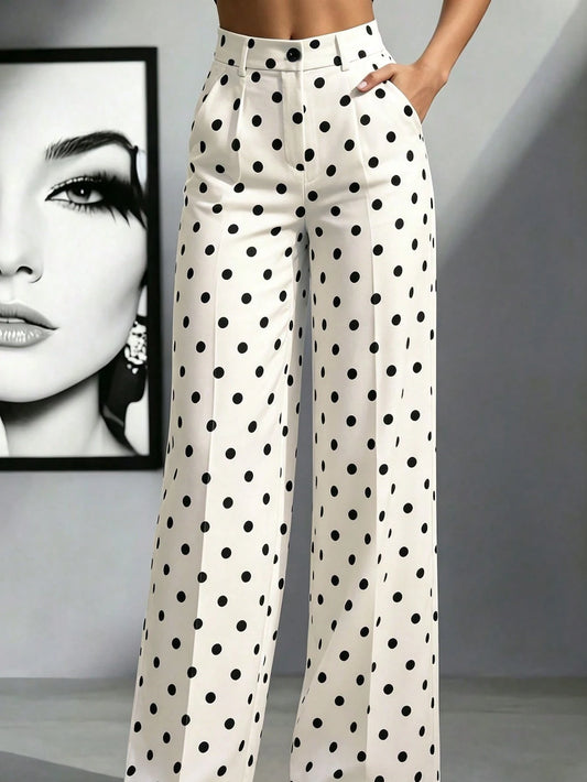 Women's High-Waisted Pleated Loose Fit Trousers, Suitable For Work And Casual Wear, Spring/Summer Fall