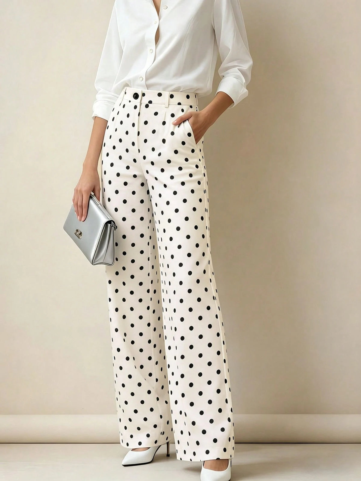 Women's High-Waisted Pleated Loose Fit Trousers, Suitable For Work And Casual Wear, Spring/Summer Fall