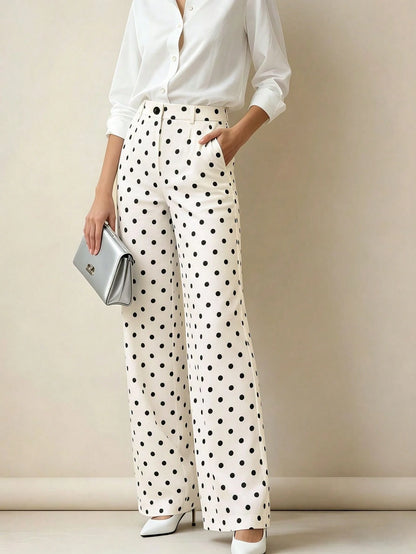 Women's High-Waisted Pleated Loose Fit Trousers, Suitable For Work And Casual Wear, Spring/Summer Fall