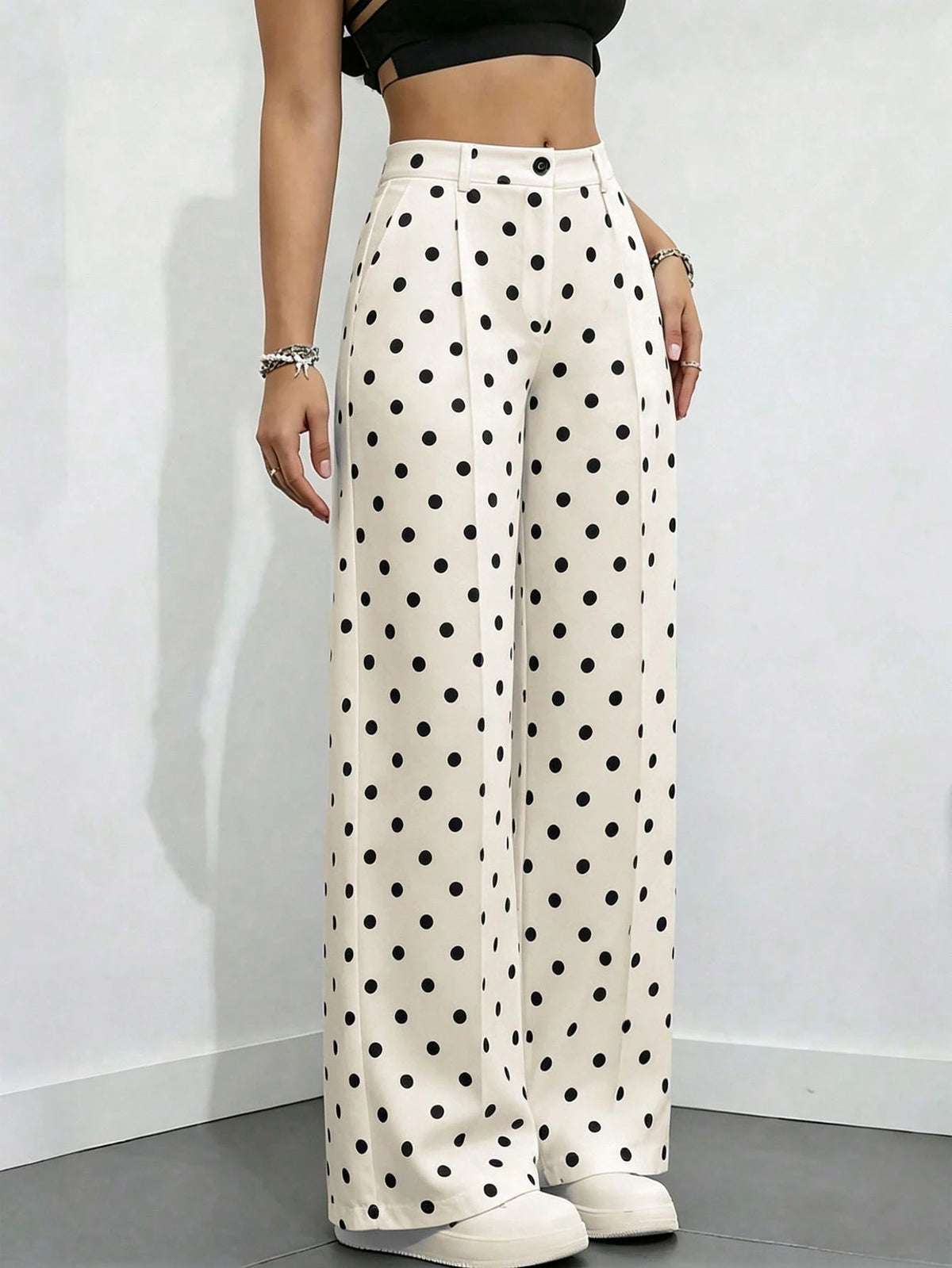 Women's High-Waisted Pleated Loose Fit Trousers, Suitable For Work And Casual Wear, Spring/Summer Fall