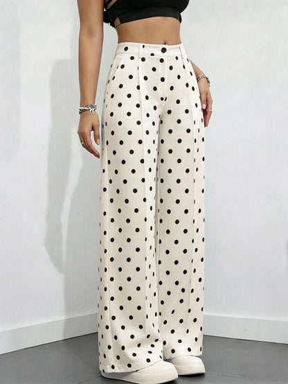 Women's High-Waisted Pleated Loose Fit Trousers, Suitable For Work And Casual Wear, Spring/Summer Fall