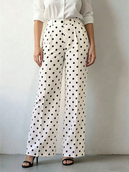 Women's High-Waisted Pleated Loose Fit Trousers, Suitable For Work And Casual Wear, Spring/Summer Fall