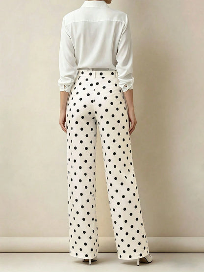Women's High-Waisted Pleated Loose Fit Trousers, Suitable For Work And Casual Wear, Spring/Summer Fall