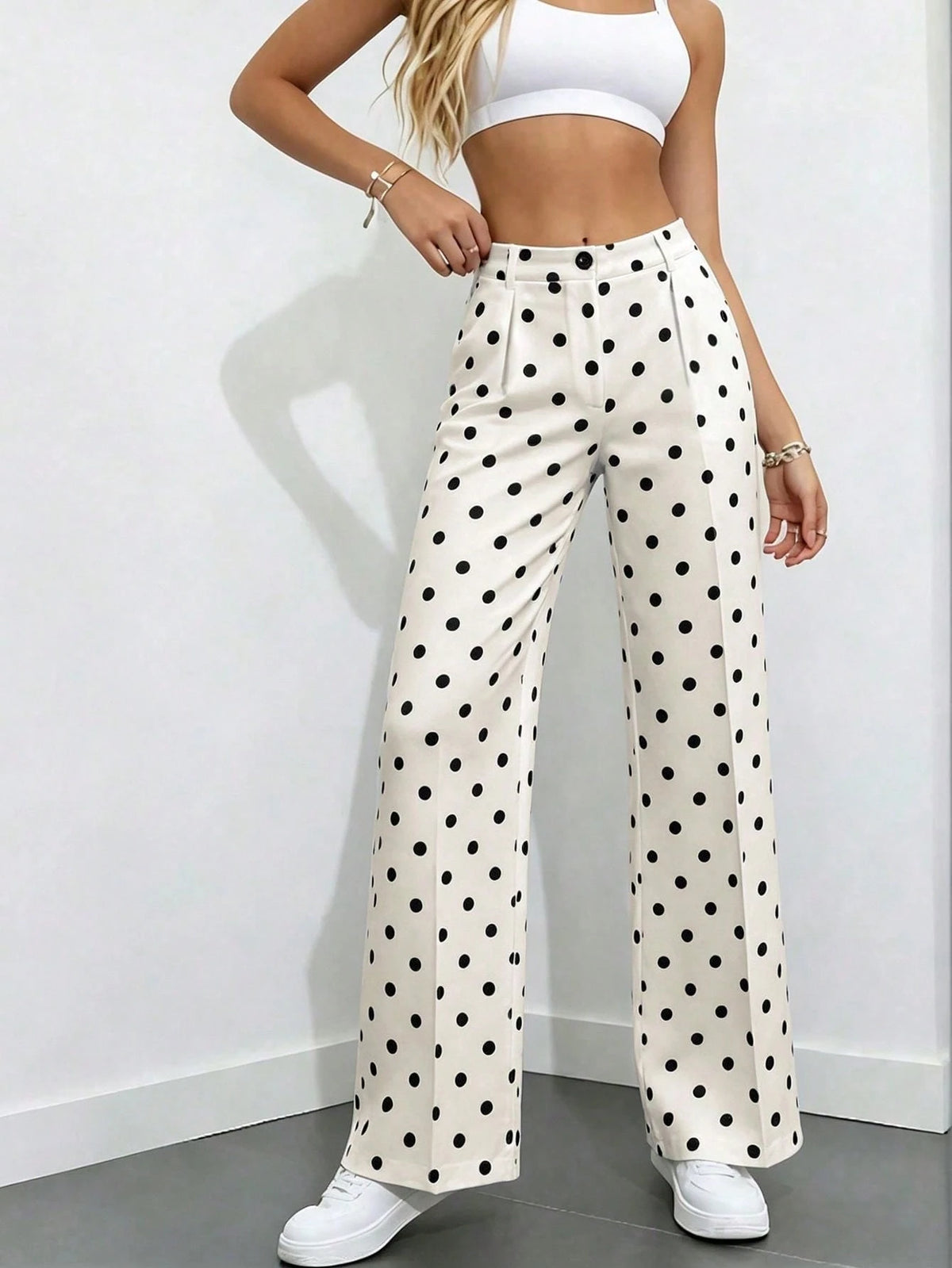 Women's High-Waisted Pleated Loose Fit Trousers, Suitable For Work And Casual Wear, Spring/Summer Fall