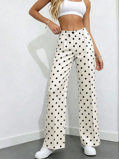Women's High-Waisted Pleated Loose Fit Trousers, Suitable For Work And Casual Wear, Spring/Summer Fall