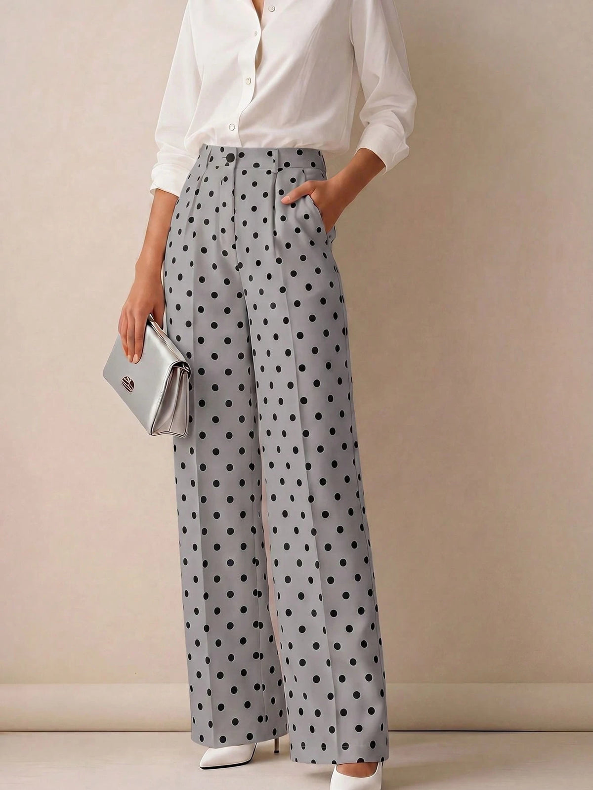 Women's High-Waisted Pleated Loose Fit Trousers, Suitable For Work And Casual Wear, Spring/Summer Fall