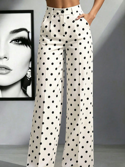 Women's High-Waisted Pleated Loose Fit Trousers, Suitable For Work And Casual Wear, Spring/Summer Fall