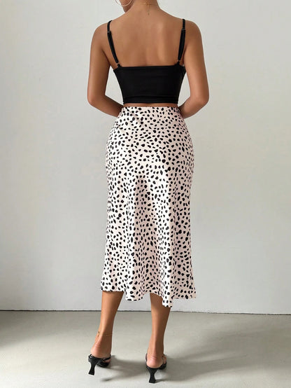 Women's Mid-Length Satin Printed Fish Tail Skirt