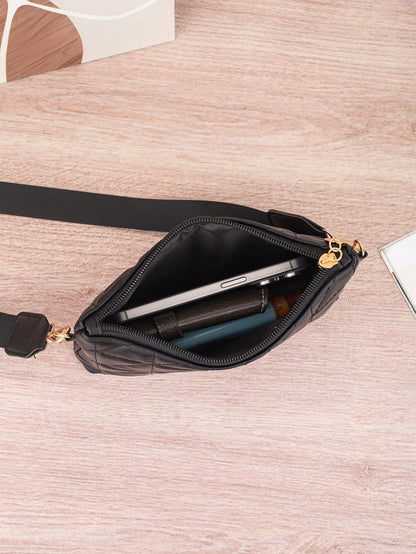 Women's New Rhombus Pattern Shoulder Bag, Fashion Versatile Elegant Travel Compact Lightweight Handbag
