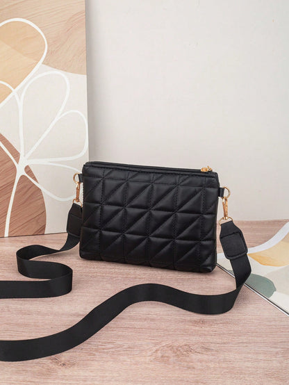 Women's New Rhombus Pattern Shoulder Bag, Fashion Versatile Elegant Travel Compact Lightweight Handbag