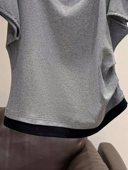 Women's Oblique Shoulder 2 In 1 Short Sleeve T-Shirt, Summer